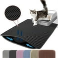 thumbnail image 2 of Jumbo Cat Litter Mat, 46x26 Inches Double Layer Honeycomb Litter Trapping Mat, Non Slip Waterproof Urine Proof Extra Large Cat Litter Box Mat, Kitten Supplies and Essentials, XXL, Black, 2 of 6