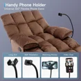 thumbnail image 6 of Alwalue Manual Oversized Recliner Chair Velvet Reclining Chairs Soft Overstuffed Arms and Back for Home Theater Living Room Bedroom - Brown, 6 of 8