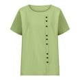 thumbnail image 5 of iHengLiXing Spring Tops for Womens Dressy Casual Women's Summer Round Neck Short Sleeve Casual Fashion Printed Button Top T-Shirt Green XXXXL, 5 of 5