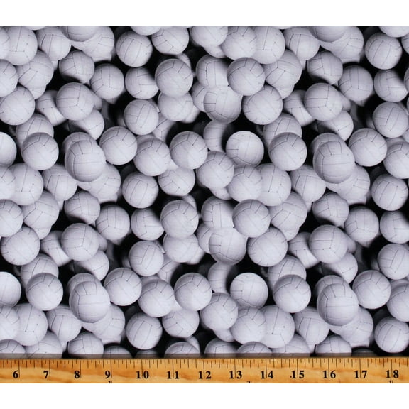 Cotton Volleyball Sports Volleyballs Allover Bump Set Spike White Cotton Fabric Print by the Yard (120936)