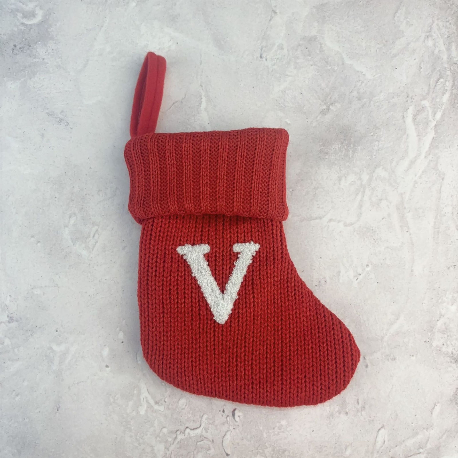 Staron Bas de Noël avec Initiales, Bas de Noël Monogramme Personnalisé Décorations de Sapin de Noël Ornements Bas Lettres Rouges pour Cadeau de Noël