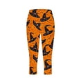 thumbnail image 4 of FAWUUDO Women's Halloween Capris Leggings Stretchy Printed Legging Tights Multicolor, 4 of 5