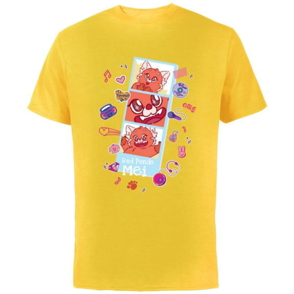 Disney and Pixar’s Turning Red Panda Mei Cute Photo Strip - Short Sleeve Cotton T-Shirt for Adults - Customized-Yellow