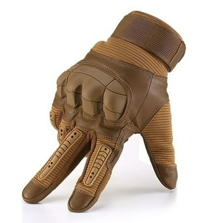 Leather Motorbike Gloves High Quality Touch Screen Military Tactical Rubber Hard Knuckle Full Finger Gloves Army Paintball Shooting Airsoft Bicycle PU Leather for Men(3Colour) ()