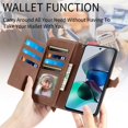 thumbnail image 2 of Dteck for Motorola Moto G 5G 2023 Wallet Pocket Case, Luxury PU Leather Wrist Strap Zipper Flip Case with Credit Card Holder Magnetic Closure Kickstand Shockproof Protective Cover,Brown, 2 of 6