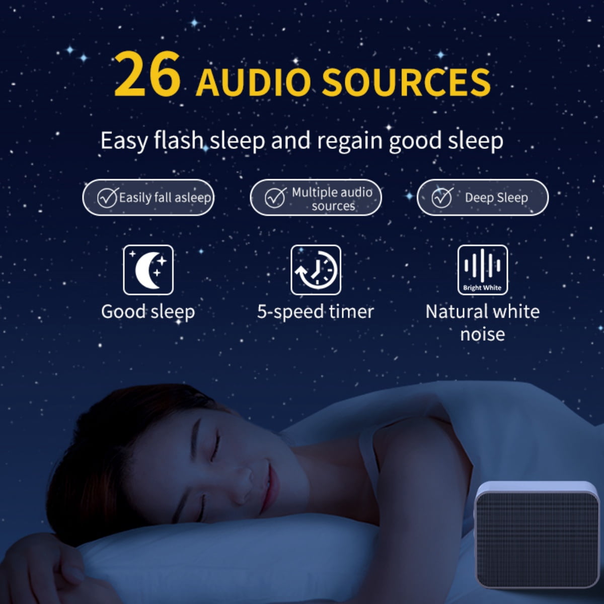 Sound Machine White Noise Machine with 26 Soothing Sounds for Adults Baby Kids Sleep Machines Auto-Off Timer 5 Timers for Home Office Travel