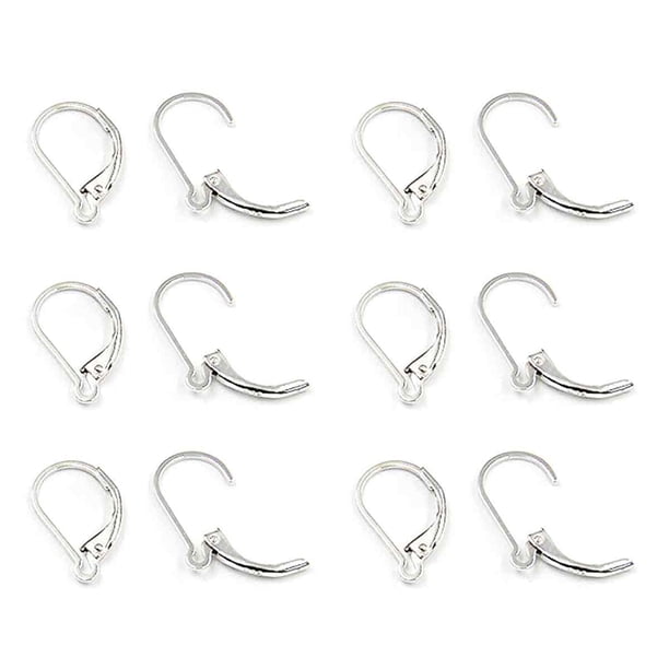 Paquete de 6 Pendientes de Plata de Ley 925, Ganchos para Pendientes Franceses con Lazo Abierto, Ganchos para Orejas con Palanca de Plata de 15,6 x 9,5 mm para Bricolaje, Fabricación de Joyas DIY