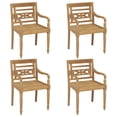thumbnail image 3 of Silla VidaXL Batavia de madera maciza de teca con cojines verdes x4, 3 of 9