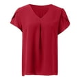 thumbnail image 2 of Aayomet Plus Size Tops For Women Women's Relaxed-Fit Short-Sleeve V-Neck Tunic,Red S, 2 of 4