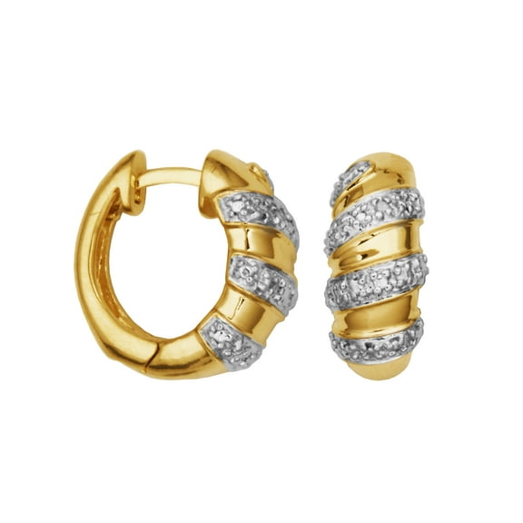 Forever Facets Diamond Accent Twist Hoop Earrings in Two-Tone Rhodium over Bronze, Adult Female