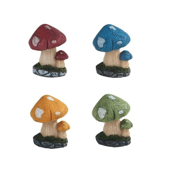 FC Design 4-PC Red, Blue, Yellow, and Green Mushroom 1.75"H Decor Figurine Set Statue Sculpture Ornament Decoration Home/Room Decor and Unique Gift Ideas for Housewarming, Holidays and Birthdays