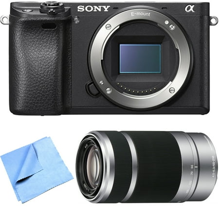 Sony ILCE-6300 a6300 4K Mirrorless Camera Body w/ 55-210mm Zoom Lens Bundle includes a6300 Camera, 55-210mm Zoom Lens and Beach Camera Microfiber Cloth