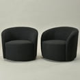 thumbnail image 3 of 34" W Swivel Barrel Chair Set of 2, Mid Century Modern Round Upholstered Boucle Swivel Accent Chairs, No Assembly Sofa Chair for Living Room Bedroom Reading, Charcoal, 3 of 13