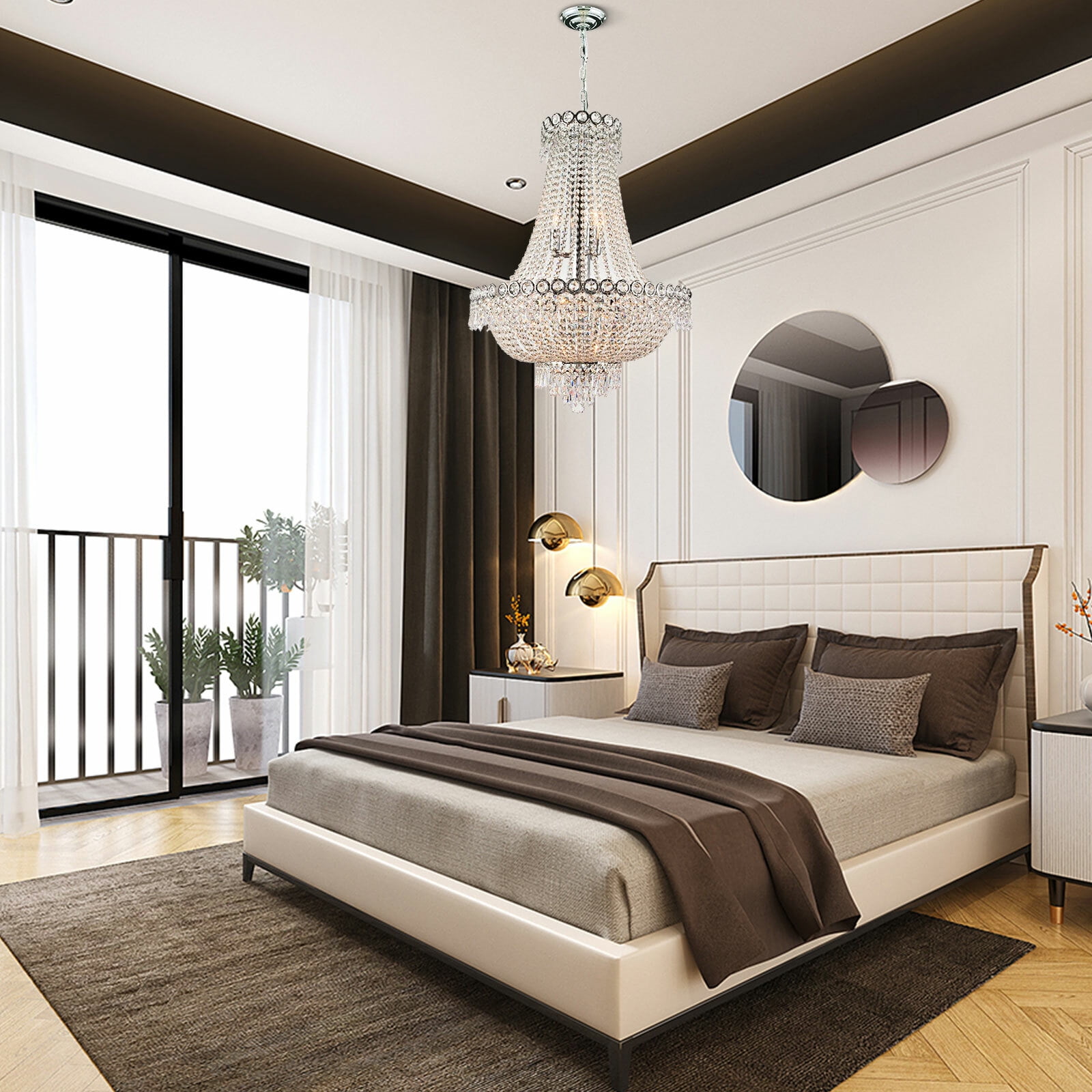 French Empire Crystal Chandelier Lighting Modern Pendant Lamp Hanging Fixtures for Hotel, Banquet Hall, Living Room, Dining Room
