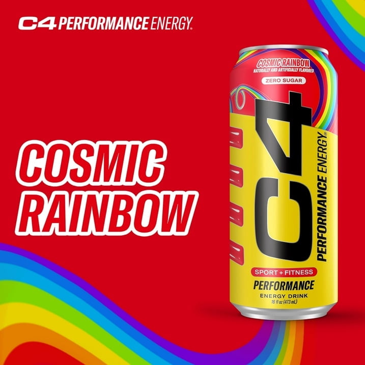 (3 pack) C4 Performance Energy Drink, Cosmic Rainbow, 16oz, Single Can
