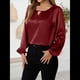 thumbnail image 5 of Camisa Informal de Satén de Larga para Mujer, Elegante Blusa de Trabajo, Atuendo Formal de Otoño para la Oficina Vino Tinto M, 5 of 10