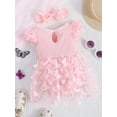 thumbnail image 4 of Baby Girl Summer Outfits Fly Sleeve Romper 3D Butterfly Tulle Dress with Headband Set 2Pcs Clothes, 4 of 10