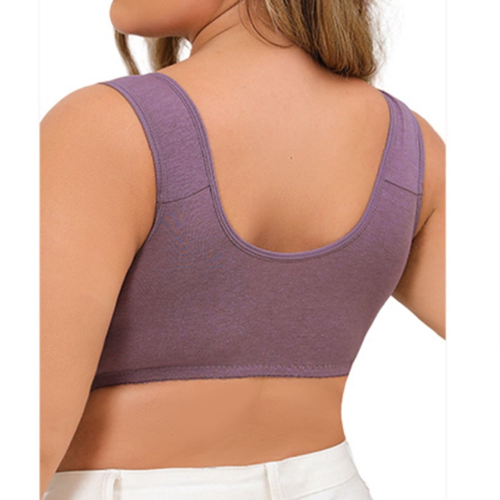 4 Pack Plus Size Front Closure Bras for Women - Wireless Supportive Full Coverage U-Back Bralettes with Wide Adjustable Strap, Breathable Soft Floral Everyday Bras for Seniors & Curvy Ladies (XL-7XL)