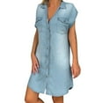 thumbnail image 1 of B91xZ 2024 Robes d'Été Décontractées pour Femmes Robes d'Été Décontractées Col Carré Ourlet à Volants Robe Babydoll Courte, Bleu TTTG, 1 of 2
