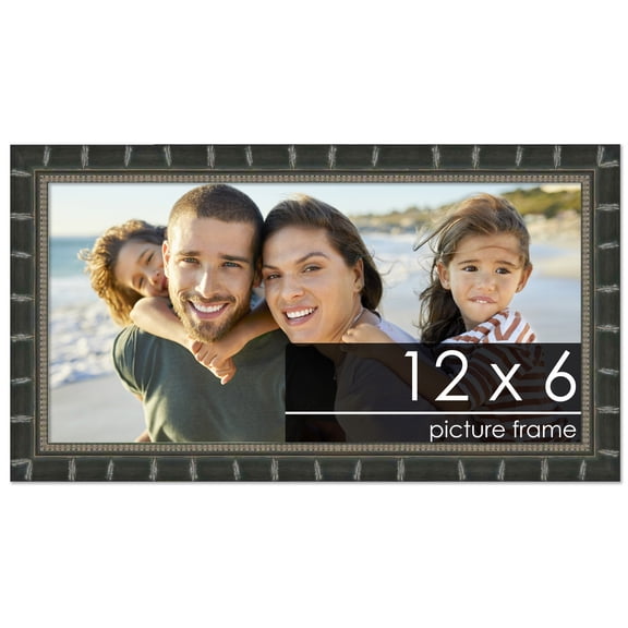 12x6 Bamboo Black Complete Wood Picture Frame with UV Acrylic, Foam Board Backing, & Hardware