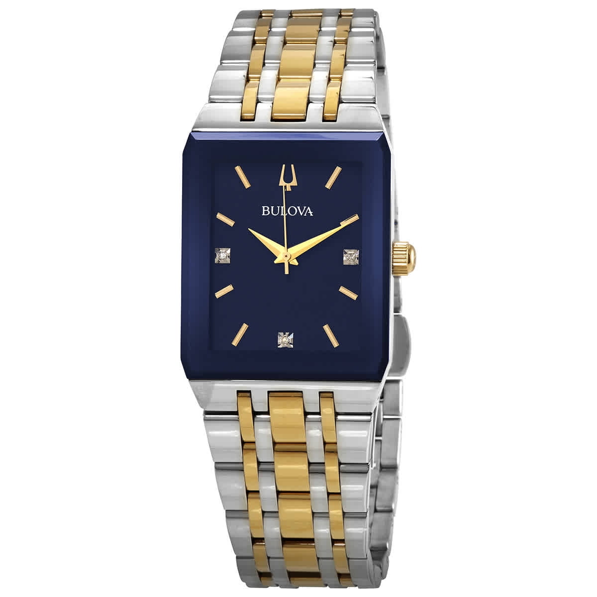 Bulova Quadra Quartz Diamond Blue Dial Men's Watch 98D154 - Walmart.com