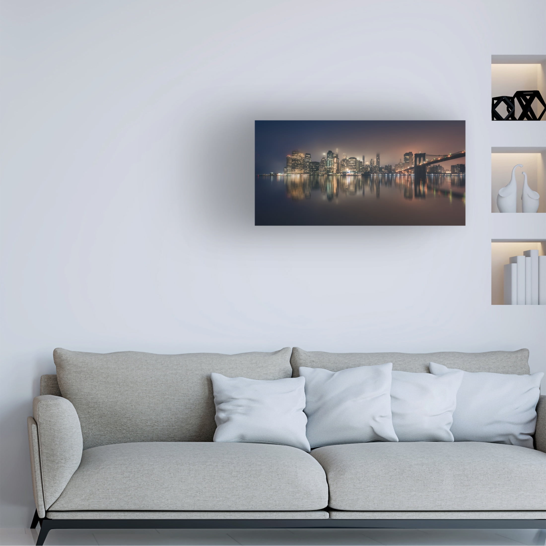 Canvas Wall Art - David Martin Castan 'Fog' Wall Art for Living Room, Bedroom, or Office D?cor by Trademark Fine Art - 32 x 16 Inches