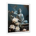 thumbnail image 2 of Designart "Tranquil Zen with Blue Buddha Statue II" Spiritual Framed Wall Art - Global Blue Meditation Entryway Framed Wall Art, 2 of 6