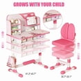 thumbnail image 4 of YNCE Talent Star Kids Desk and Chair Set,Adjustable Girls School Writing Study Table,Ergonomic Desk Chair with Large Writing Board Pull Out Drawer Book Stand, 4 of 9