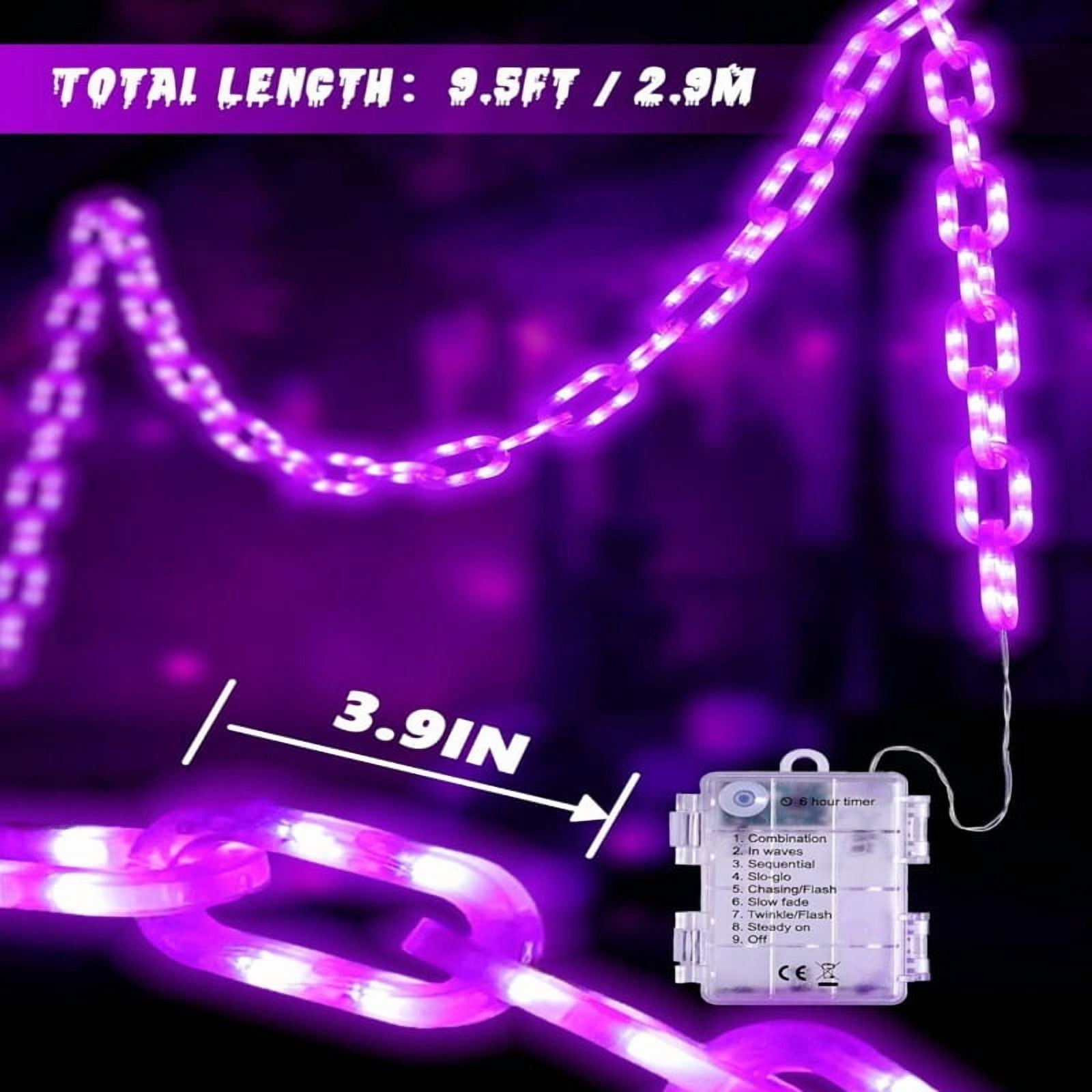 Halloween Chain String Light Decorations Outdoor Indoor, 160 LED Lights with 8 Modes Waterproof Lighted Prop Chains for Halloween Party Favors Yard Haunted House Spooky Decor