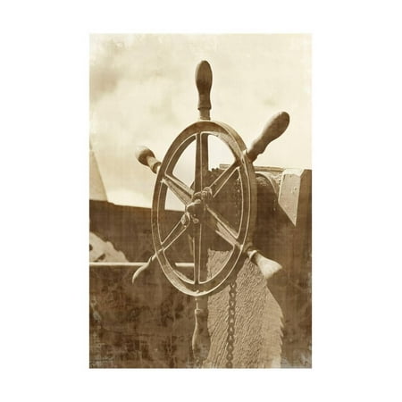 - Sepia Ship's Wheel I Print Wall Art By Vision Studio