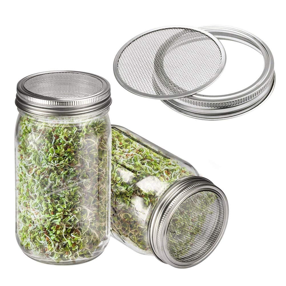Akoyovwerve Mason Jar Sprouting Cover Set Sprouting Jar Lid With 2 Pack