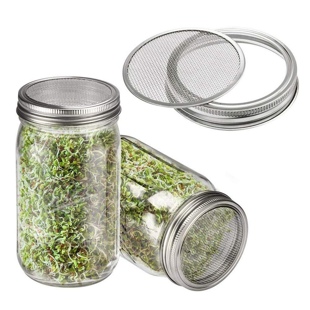 Akoyovwerve Mason Jar Sprouting Cover Set Sprouting Jar Lid With 2 Pack