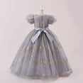 thumbnail image 6 of IVEYRTF Girls Christmas Party Dress Princess Gown with Sparkly Sequins Puffed Sleeve Tulle Skirt for Birthday Pageants Fashion Elegant Round Neck Short Sleeve Dress(Gray,8-9 Years), 6 of 9