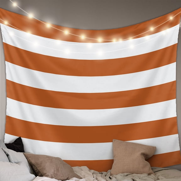 Orange Stripes Tapestry for Bedroom Wall Hanging Tapestry, Simple Orange White Texture Ceiling Backdrop Tapestries Poster Blanket Wall Decor for Teens Room Living Room Dorm 55" x 73"