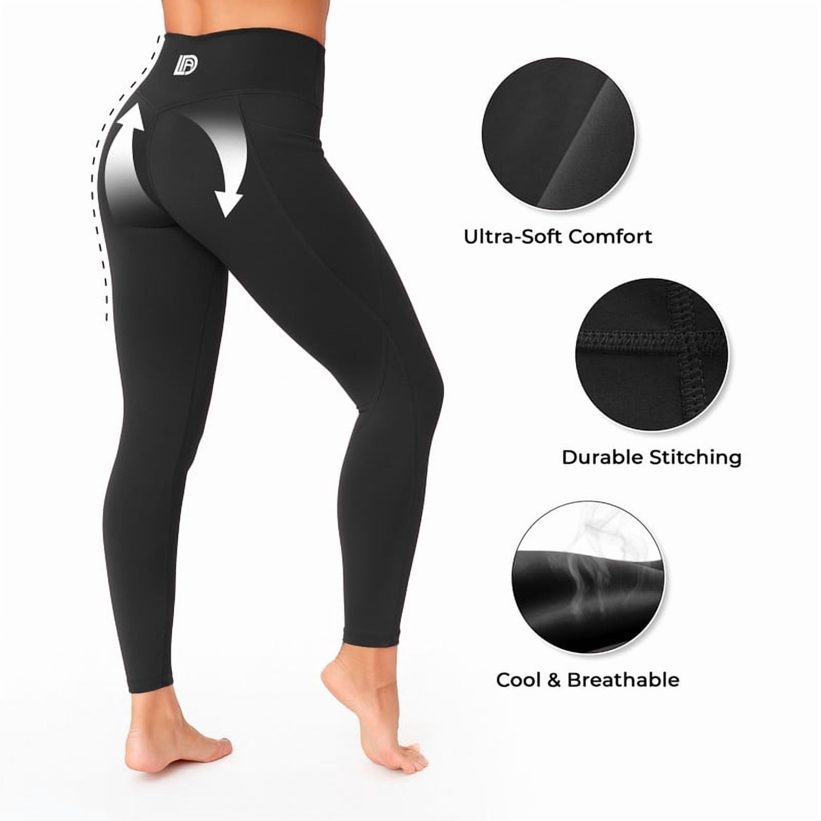 Lux Decor Women's High Waist Leggings with Pockets - Buttery Soft 4-Way Stretch Tummy Control Non-See-Through Squat Proof Yoga Pants for Workout, Gym & Running, Black - Small (US)