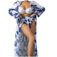thumbnail image 3 of Warop Women's 3-Piece Bikini Set, Separates with High-Waist Bottoms and Triangle Top, Swimsuit for Beach, Pool Party and Summer Vacation, 3 of 3