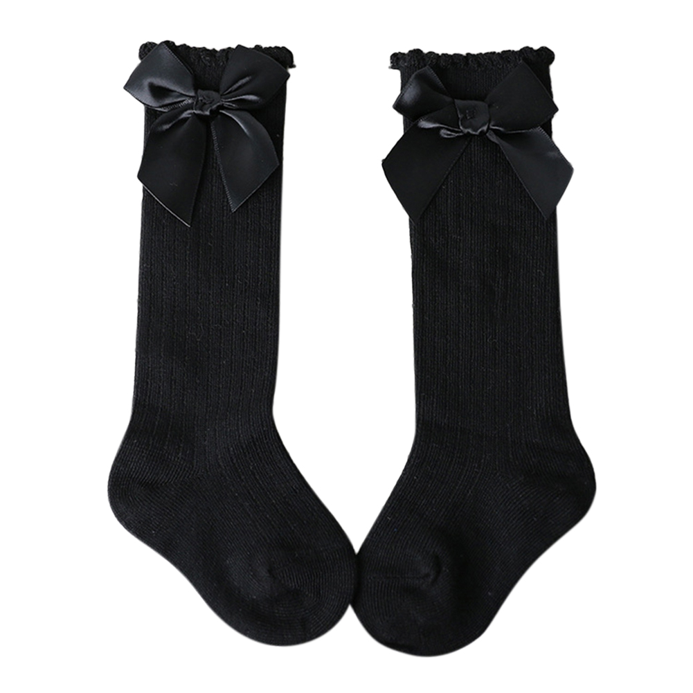 Cotton Long Socks Girl Dress School Stockings Knee High Bow Socks Toddler Infant