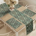 thumbnail image 2 of Ambesonne Mint and Brown Table Runner & Placemats, Curly Damask Forms, Placemat 4 pcs + Runner 14"x72", Dark Brown Mint Green, 2 of 2