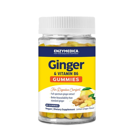 Gomitas de jengibre y vitamina B6 Supplement Enzymedica, 60 unidades