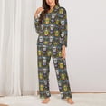 thumbnail image 2 of Balery Sugar Skulls Conjunto de Pijama con Estampado para Mujer, Conjunto de Dos Piezas con Manga Larga, Ropa de Dormir Suave con Bolsillos, Pijamas Cómodos-XX-Large, 2 of 7