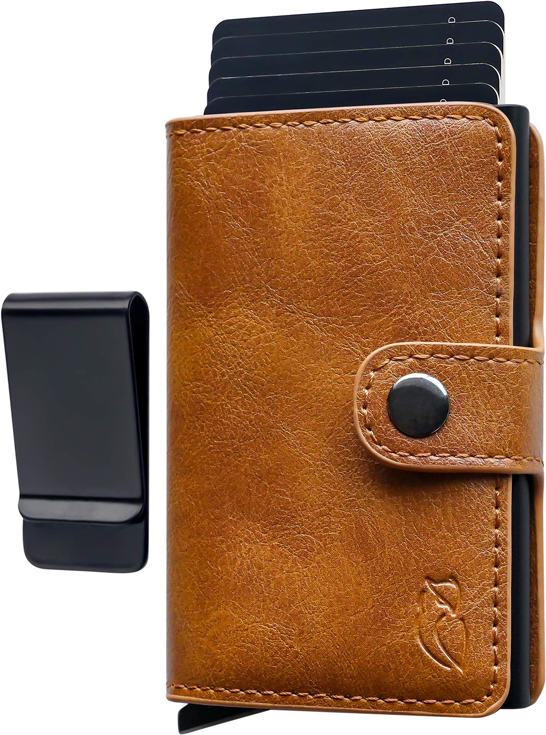 TMSP Minimalist Leather Ejector Wallet RFID Blocking Leather Wallet