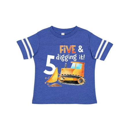 

Inktastic Five and Digging It Bulldozer 5th Birthday Gift Toddler Boy or Toddler Girl T-Shirt