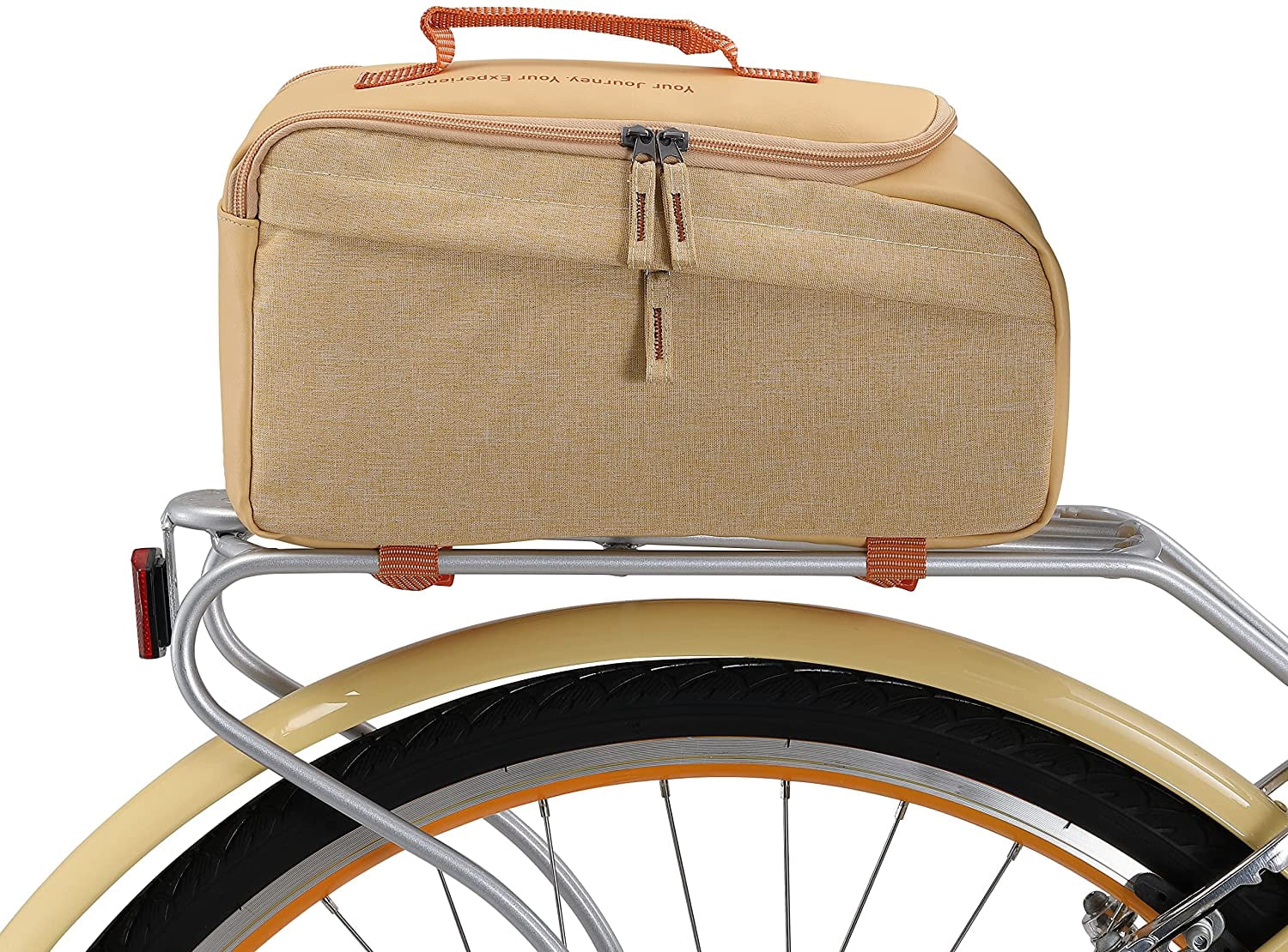 sixthreezero Bike Bag Rear Rack, Waterproof Bicycle Pannier, Carry Handle, Cream