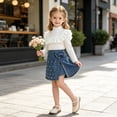thumbnail image 5 of KPOPLK Toddler Girl Clothes 2Pcs 2T 3T 4T 5T 6T 7T Ruffle Turtleneck Sweater + Pearl Denim Skirt Set Preppy Outfit for Kids,Size 6-7 Years, 5 of 9