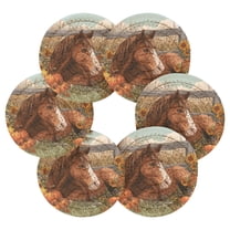 Round Placemats Set of 6 Heat Resistant Washable Kitchen Table Decorations 15.4in Farm Brown Horse