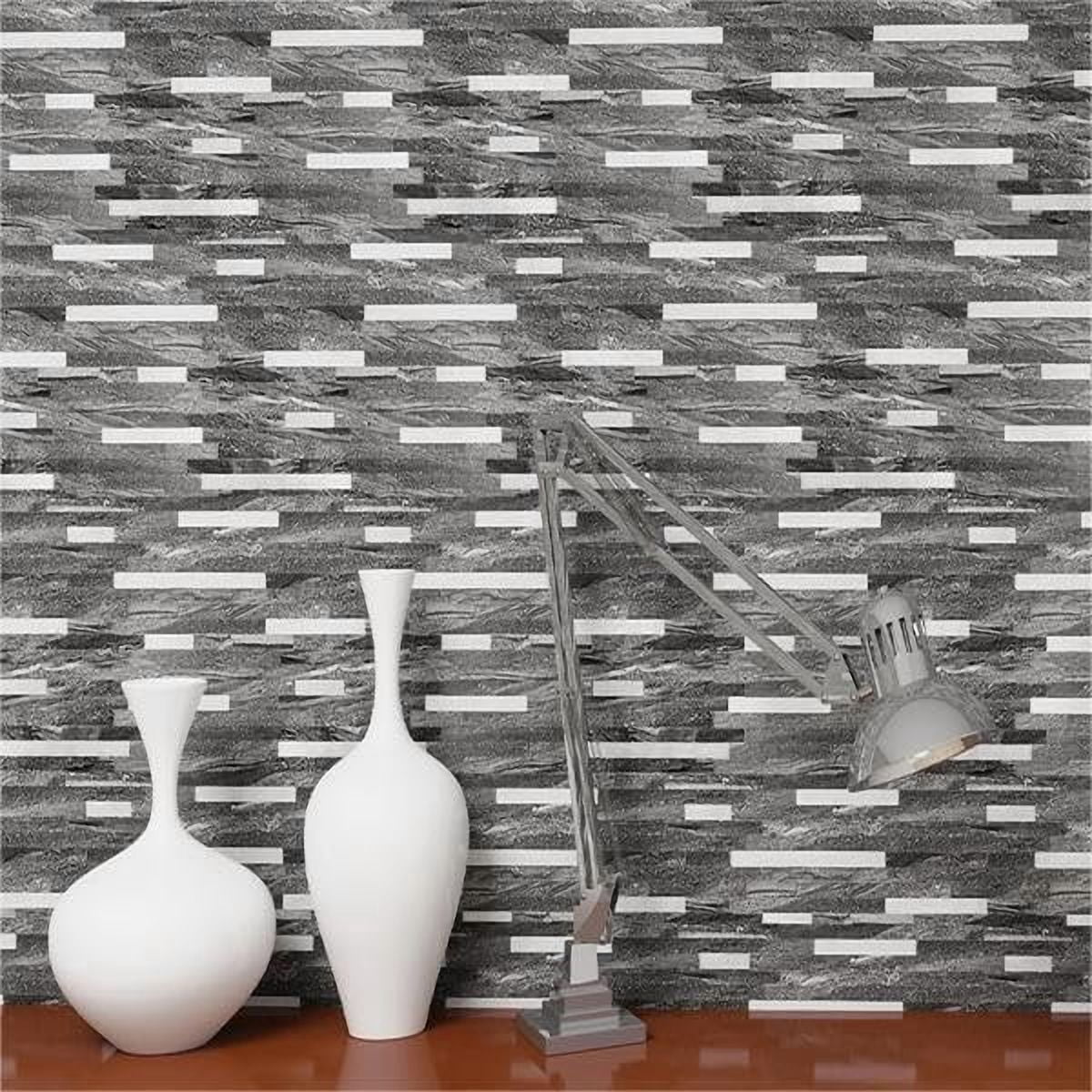 Peel and Stick Marble Backsplash Tile, 10 Sheets, Black Marble with  Embellished Stripes, Self-Adhesive Wall Tile for Kitchen, Bathroom, Fireplace, RV (11.4" x 10.6")
