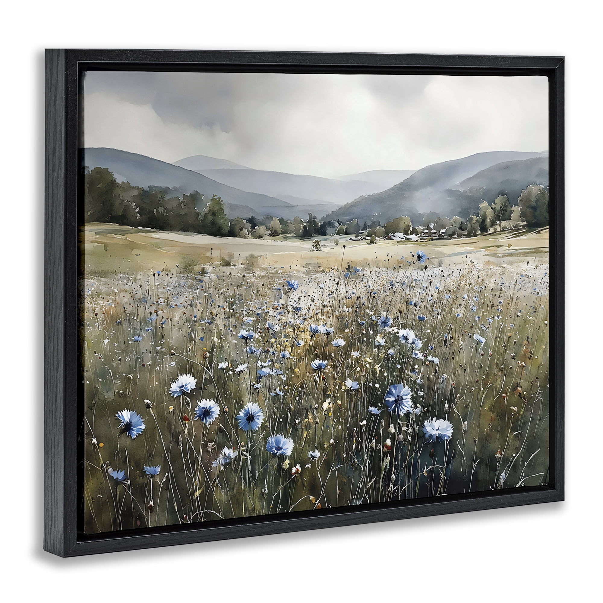Stupell Industries Sapphire Speckled Fields Black Framed Floater Canvas Wall Art, design by Franklyn Gregory