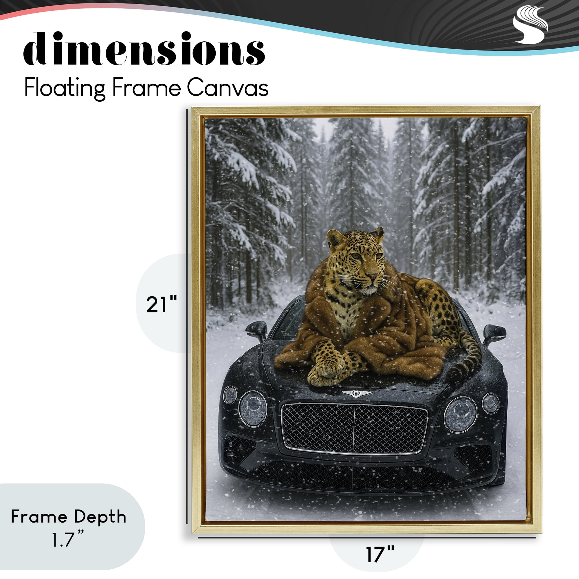 Stupell Industries Luxurious Leopard Winter Woods Gold Framed Floater Canvas Wall Art, design by Grotto Studios