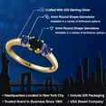 thumbnail image 2 of Gem Stone King 18K Yellow Gold Plated Silver Black Onyx and Blue Created Sapphire Engagement Ring for Women | 0.98 Cttw | Round 5MM | Gemstone December Birthstone | Size 7, 2 of 6