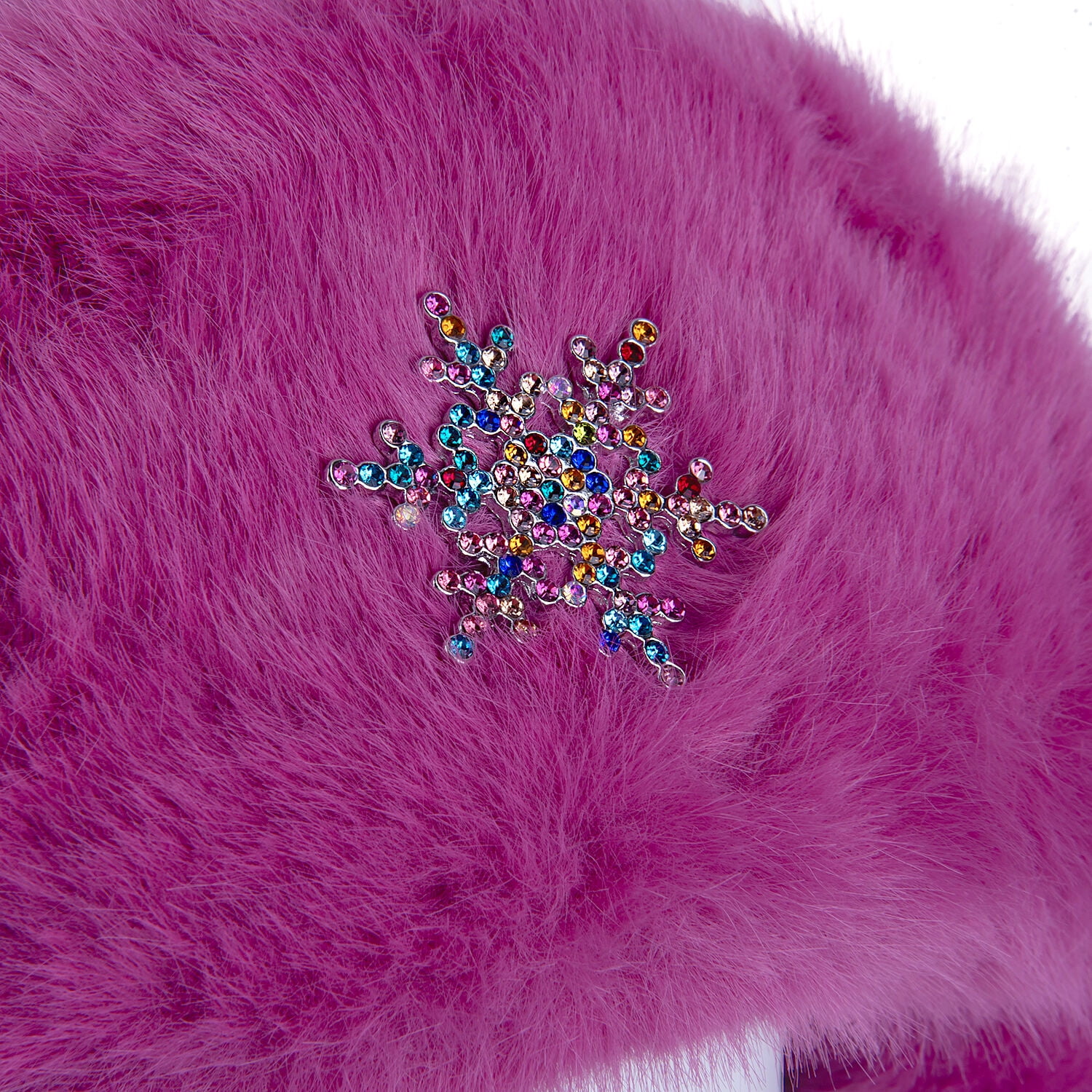 STP GOODS Raspberry Pink Faux Rabbit Fur Women's Earflap Hat with Clasp Trapper Hat for Women Ushanka Hat with Brooch Aviator Trapper Hat Winter Hat with Earflaps, One Size